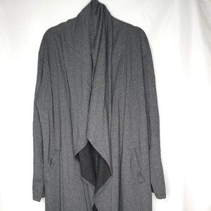 Gray Open Cardigan Unisex Size Medium Long Sleeve with Pockets